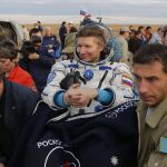 Gennady Padalka tras aterrizar en Kazajistán