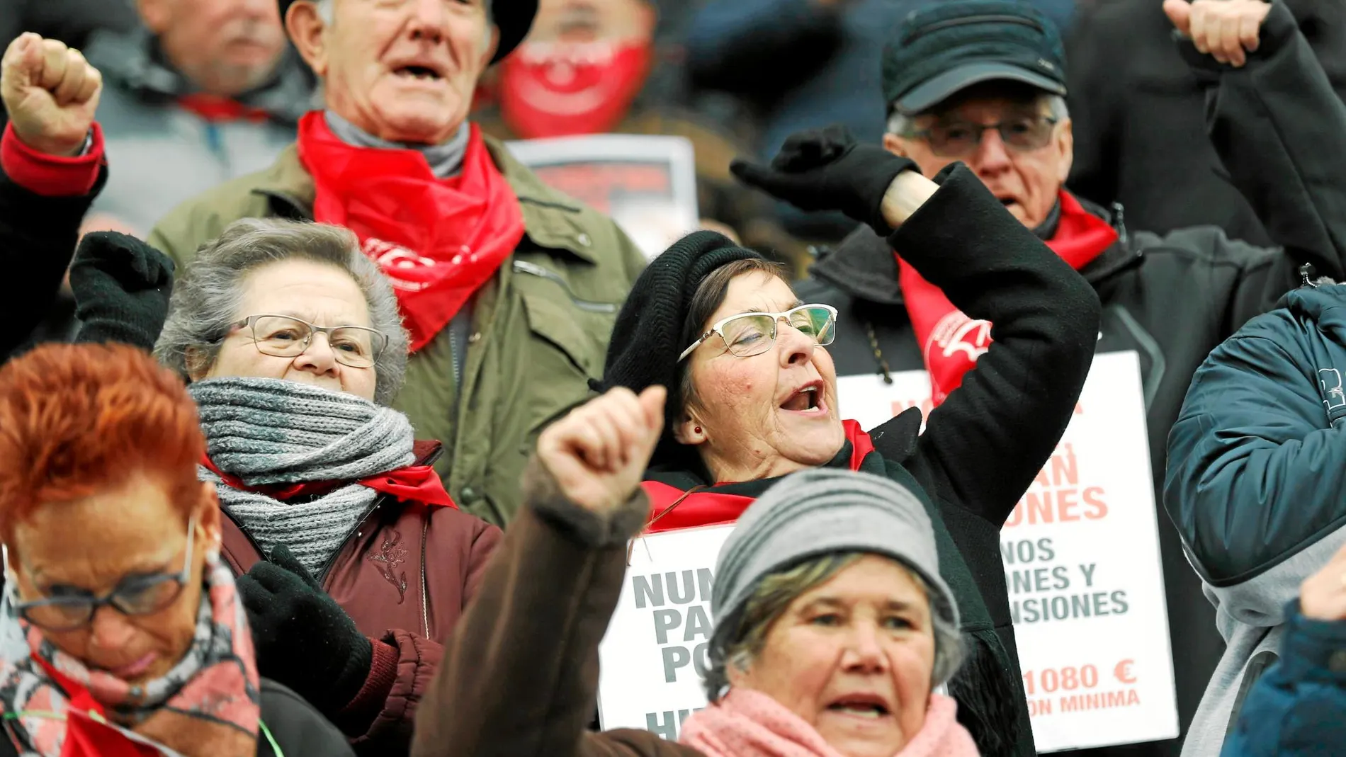 Protesta de pensionistas en Bilbao en demanda de mejores prestaciones