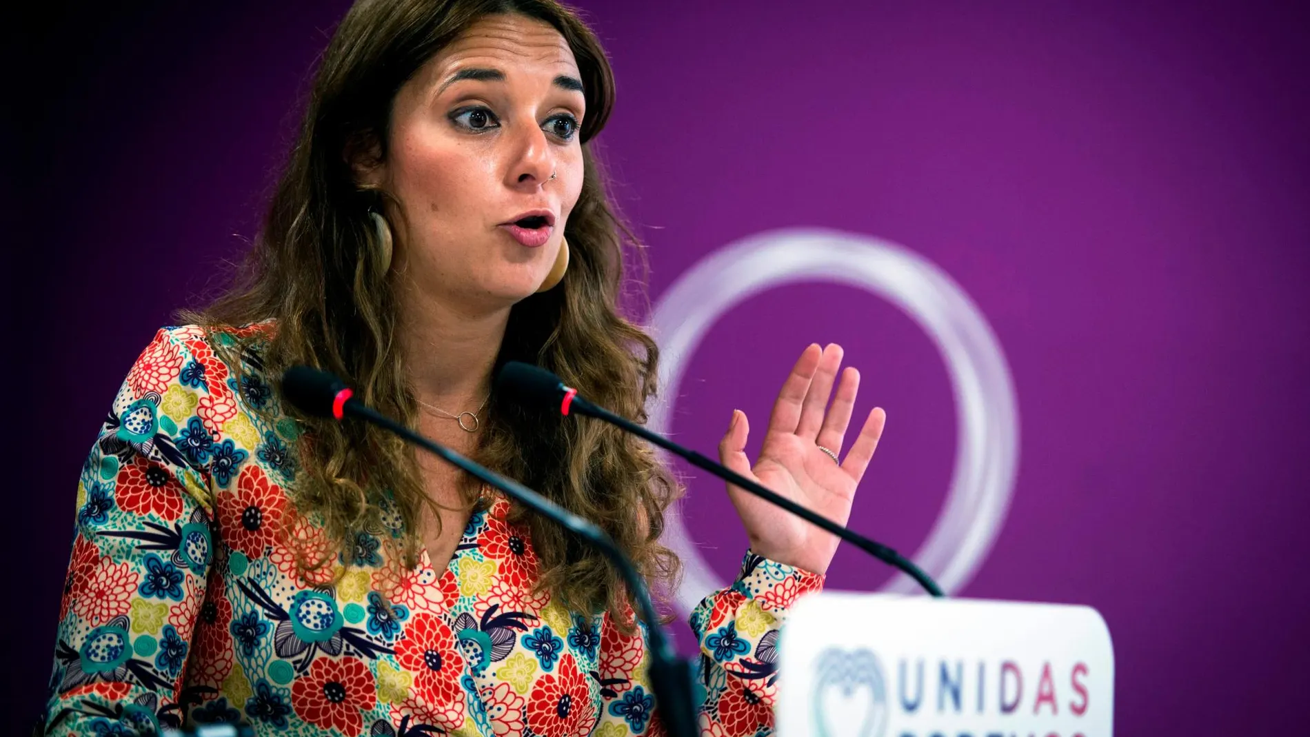 La portavoz de Podemos Noelia Vera, durante la rueda de prensa esta mañana en Madrid.- EFE/Luca Piergiovanni