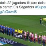 TV3 «denuncia» que los jugadores de Barcelona y Espanyol no cantan el himno catalán y luego lo borra