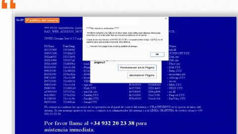 Mensaje de alerta que aparece en los ordenadores / OSI