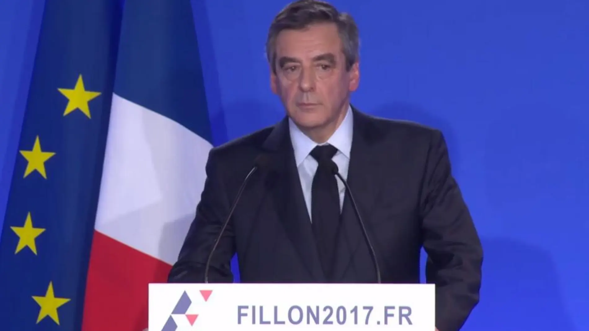 François Fillon durante la rueda de prensa que ha ofrecido hoy.