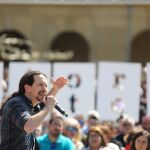 Pablo Iglesias en un mitin de Podemos celebrado en Soria el 30 de abril de 2019