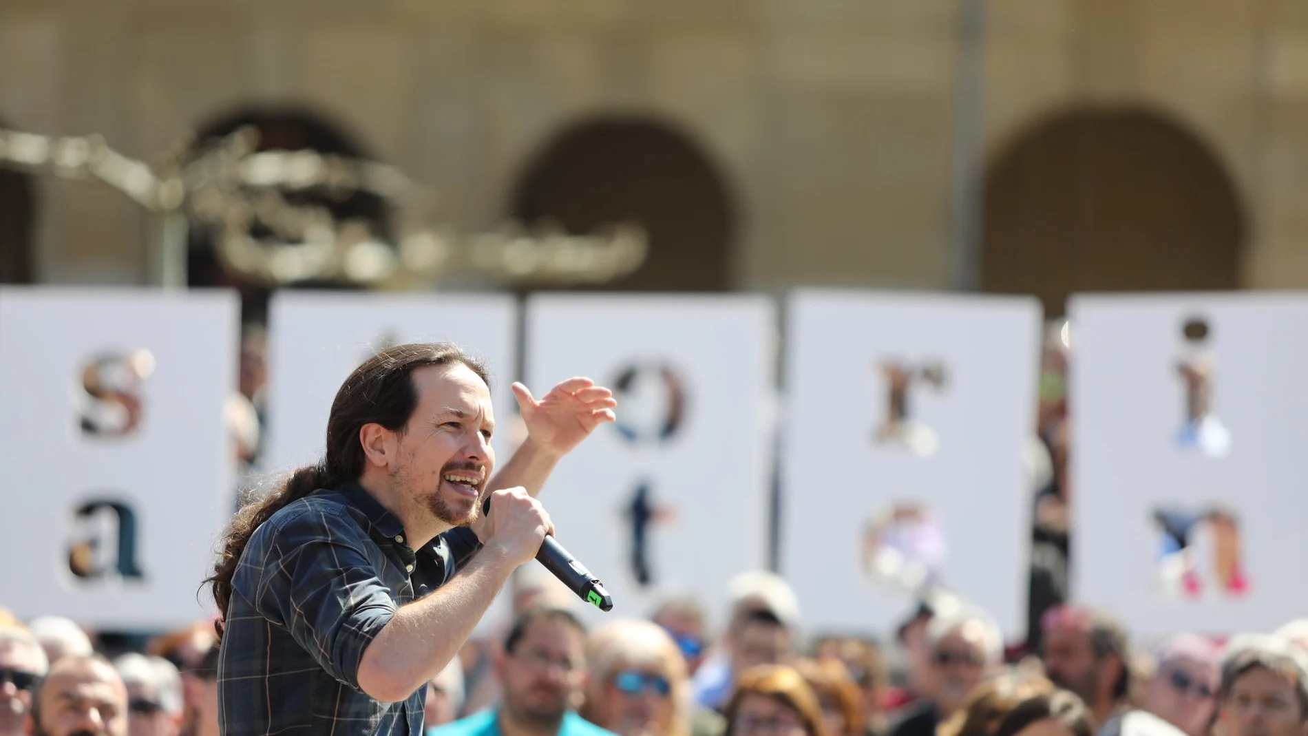 Pablo Iglesias en un mitin de Podemos celebrado en Soria el 30 de abril de 2019