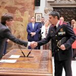 Josep Lluís Trapero toma posesión como nuevo Mayor de los Mossos d’Esquadra, figura vacante desde 2007, en el acto al que la Generalitat dotó de contenido político, Puigemont pidió a los Mossos compromiso con la Cataluña que elijan los catalanes