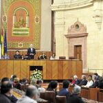 Juan Pablo Durán ofreció ayer un discurso durante un Pleno institucional en el Parlamento