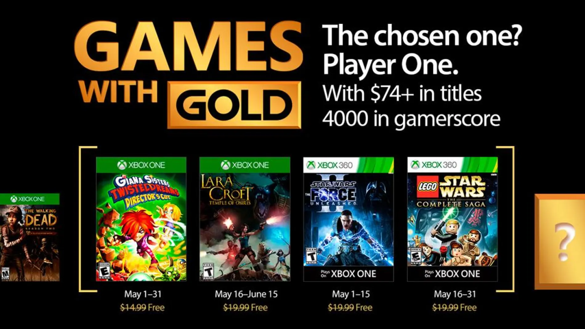 Microsoft revela los Games With Gold de mayo