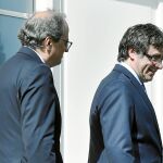 Quim Torra y Carles Puigdemont, en la localidad belga de Waterloo / Reuters