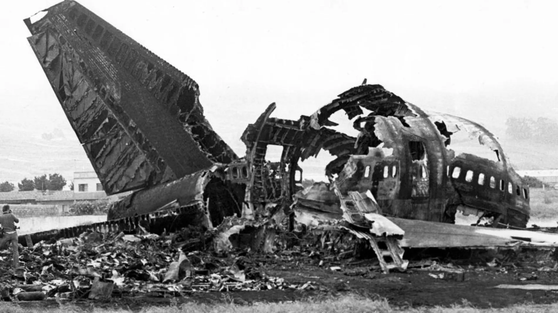 Resto de los aviones Jumbo de KLM y Pan Am que se estrellaron en Los Rodeos (Tenerife), donde perdieron la vida 583 personas
