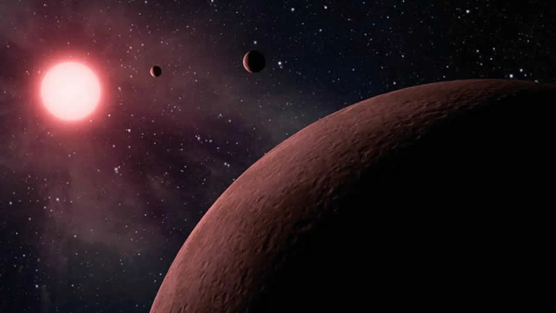 Recreación artística de algunos de los nuevos planetas realizada por la NASA