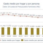 El gasto medio por hogar subió un 2,6% en 2016, su mayor alza desde el inicio de la crisis