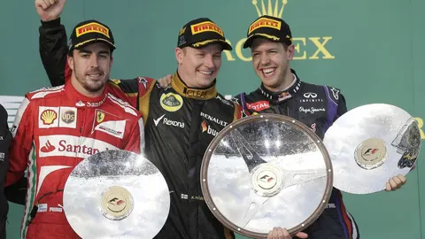 Kimi Raikkonen, Fernando Alonso y Sebastian Vettel