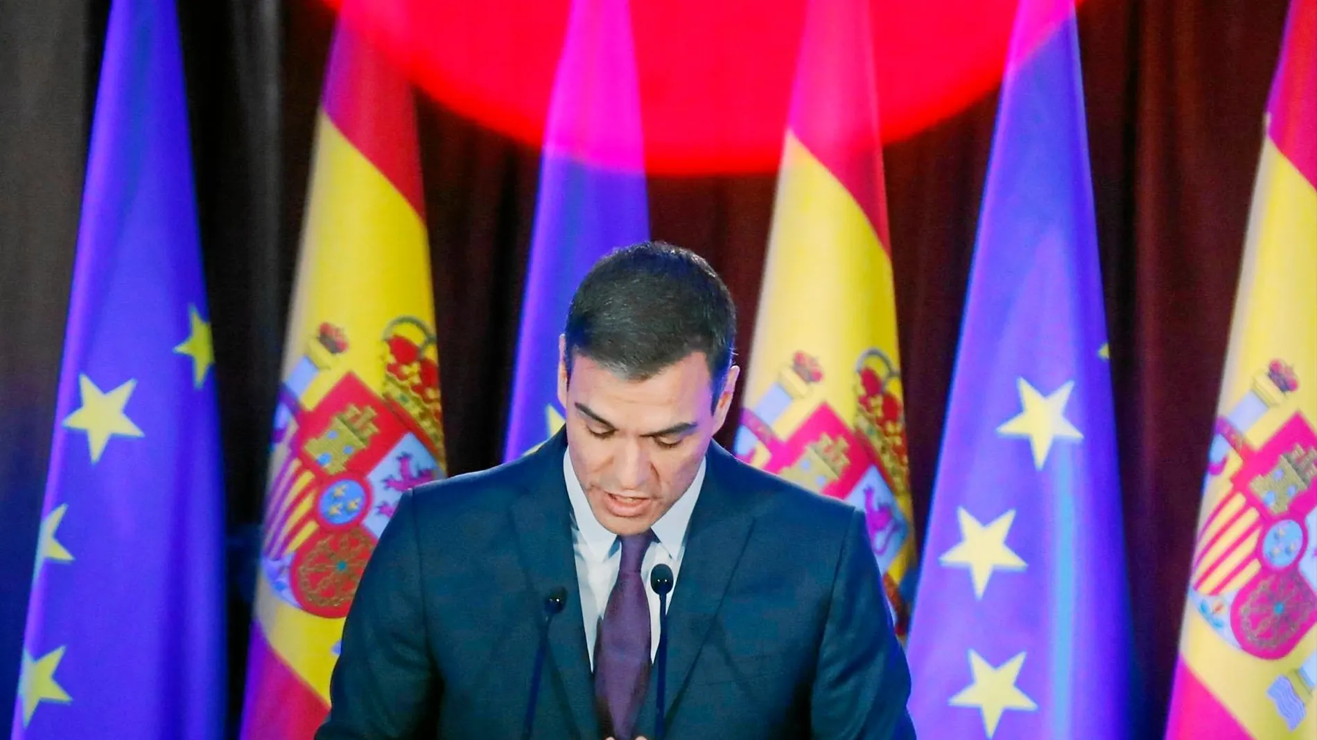 El presidente del Gobierno, Pedro Sánchez, ayer durante una conferencia en Madrid / Foto: Jesús G. Feria