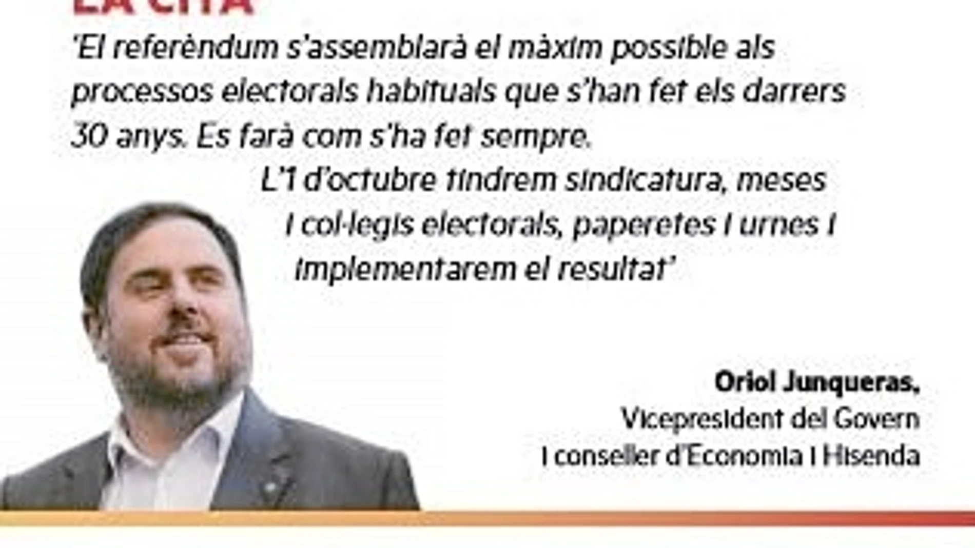 Con el fin de agitar el referéndum ilegal, Oriol Junqueras moviliza a través de un documento a los catalanes y asegura que en la jornada electoral no hará falta el concurso de los funcionarios puesto que se apoyarán en una bolsa de voluntarios.