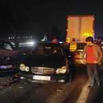Varios de los vehículos implicados en la colisión múltiple que tuvo lugar en un accidente acaecido en la A-52, entre las localidades de Toén y Ourense
