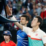 Kei Nishikori y Novak Djokovic