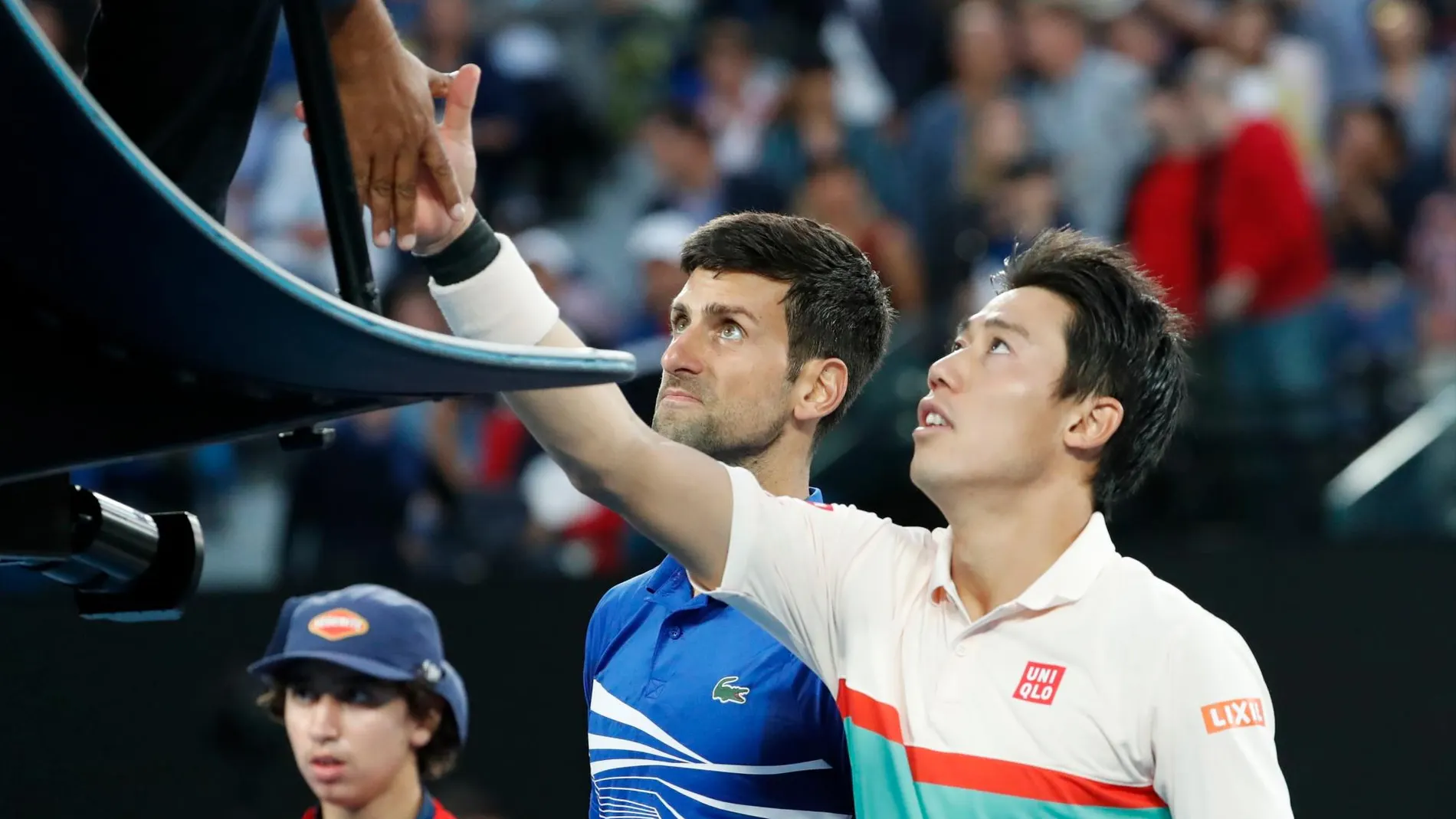 Kei Nishikori y Novak Djokovic