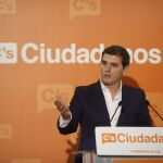 El líder de Ciudadanos, Albert Rivera, tras la reunión de su Comité Ejecutivo