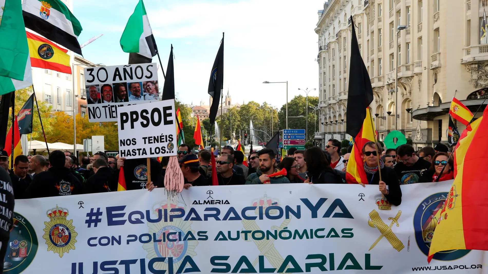 Imagen de una de las manifestaciones organizadas por Jusapol en las calles de Madrid