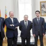 El presidente de la Diputación de Valencia, Alfonso Rus, con los alcaldes Planes, Puchades, Sanjuán y Rodríguez