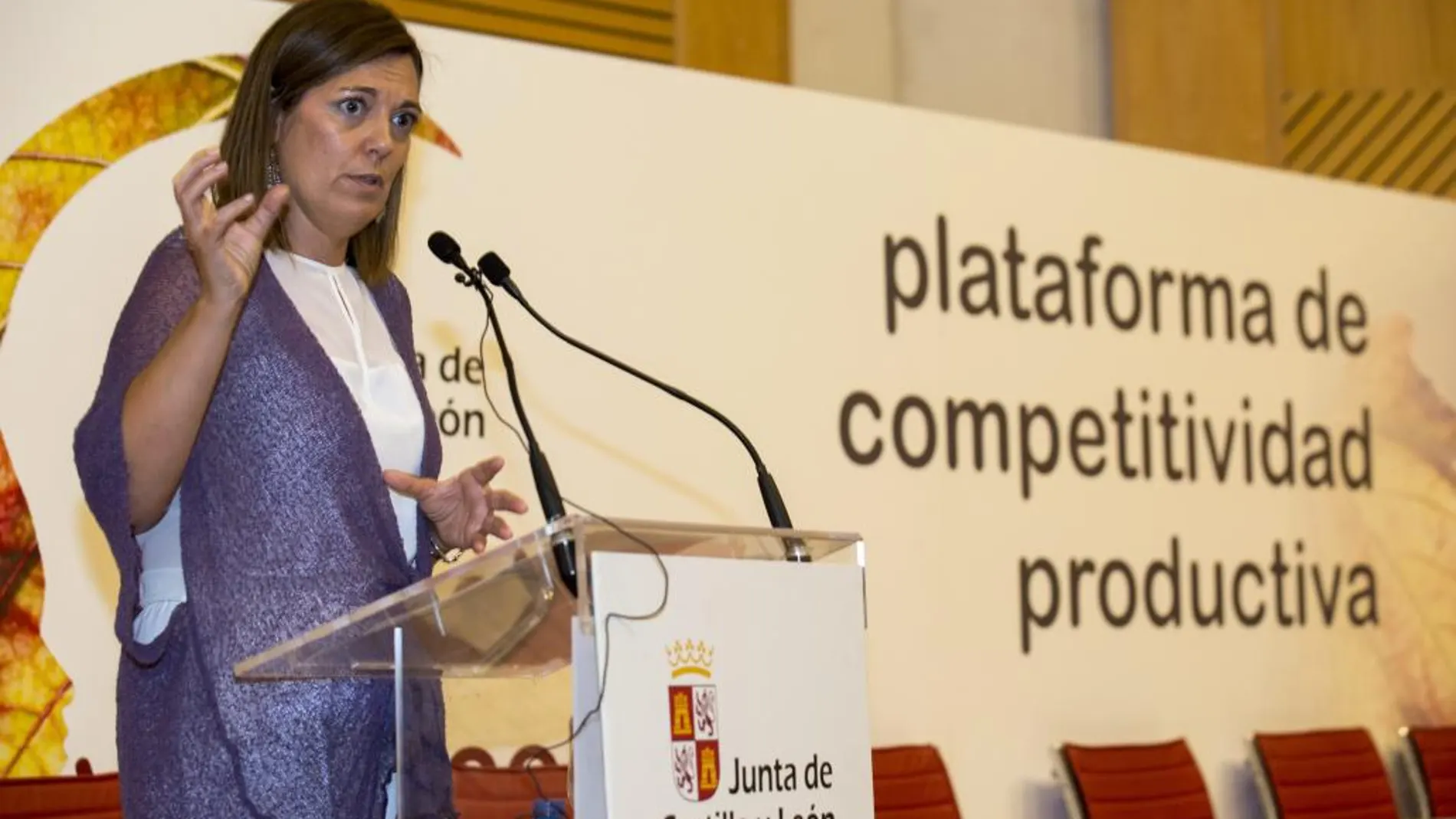 La consejera de Agricultura y Ganadería, Milagros Marcos, presenta en una jornada la Plataforma de Competitividad Productiva del Sector Vitivinícola