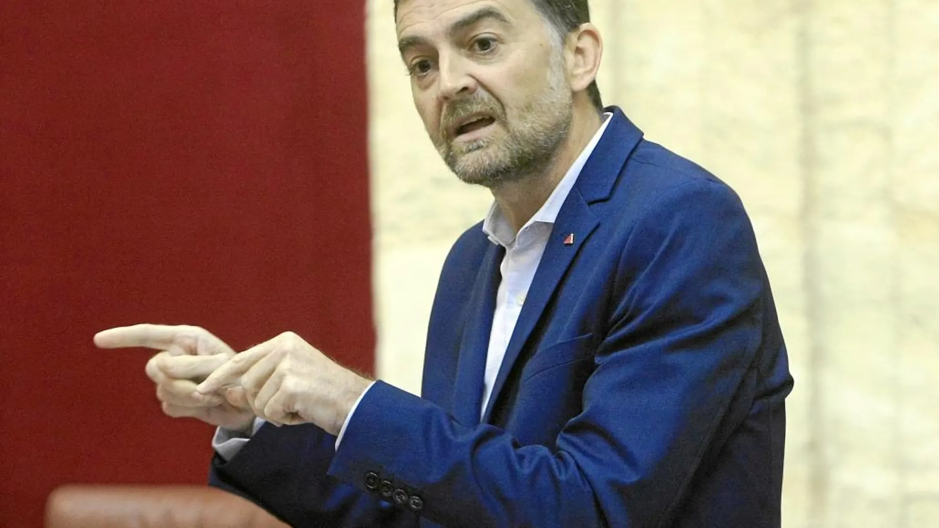 El líder de IULV-CA, Antonio Maíllo, ayer en la Cámara autonómica