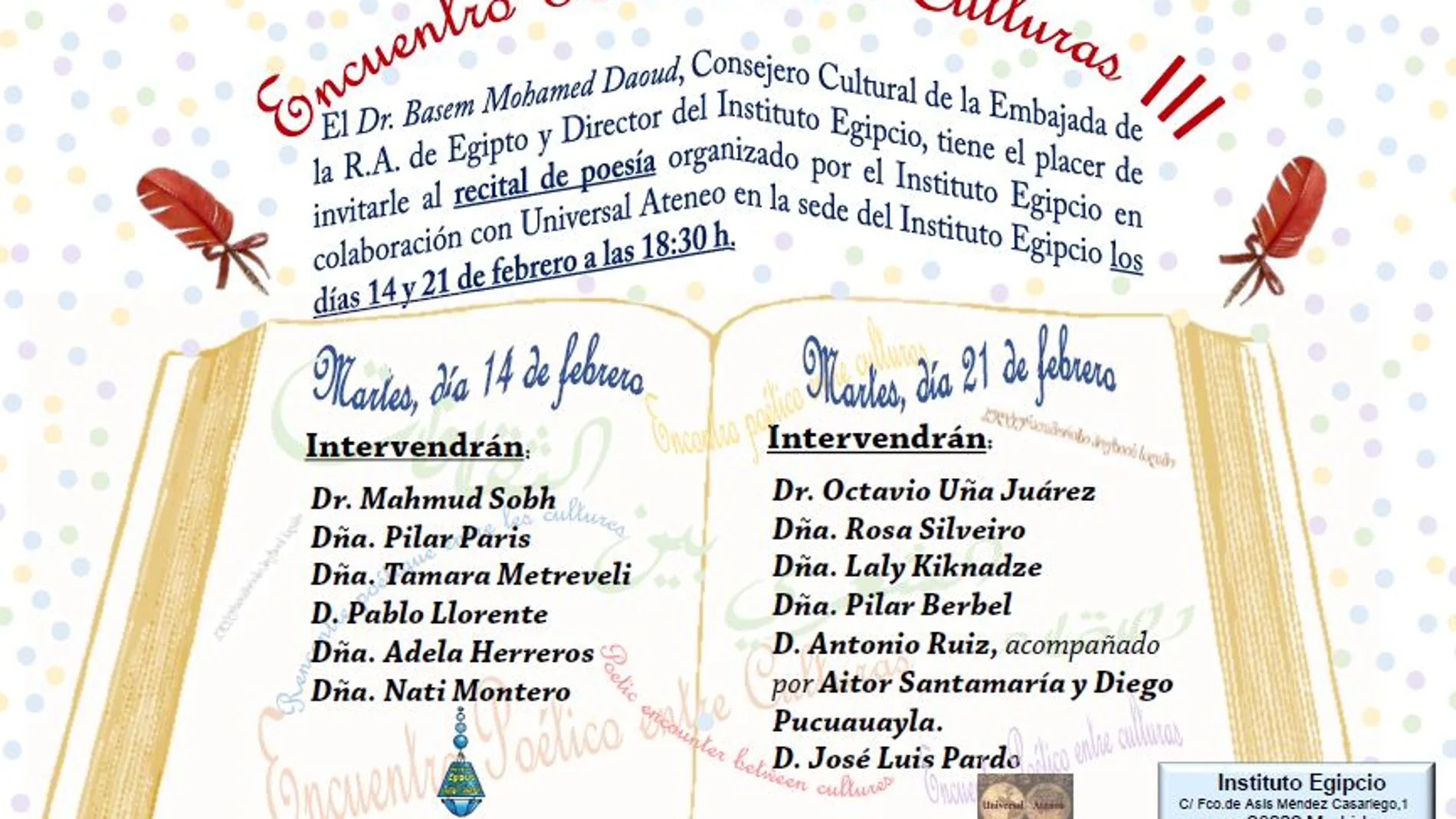 La Asociación Universal Ateneo celebra en Madrid el II «Encuentro Poético entre Culturas»