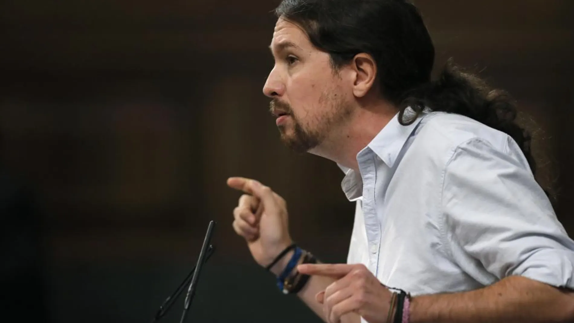 El secretario general de Podemos, Pablo Iglesias, durante su intervención en la segunda jornada del debate de investidura del presidente del Gobierno en funciones, Mariano Rajoy