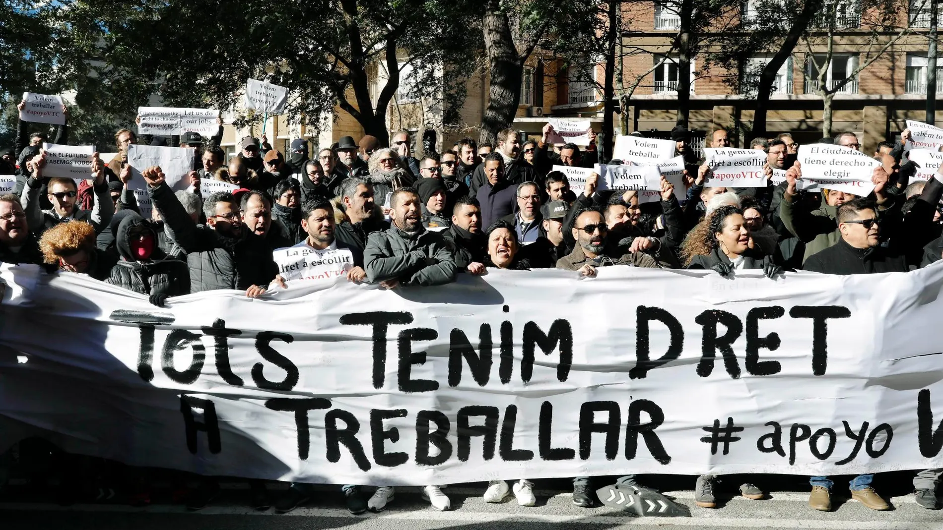 Protesta de los conductores de VTC en Barcelona.