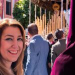 Susana Díaz, durante una procesión en Sevilla el Martes Santo de 2018.