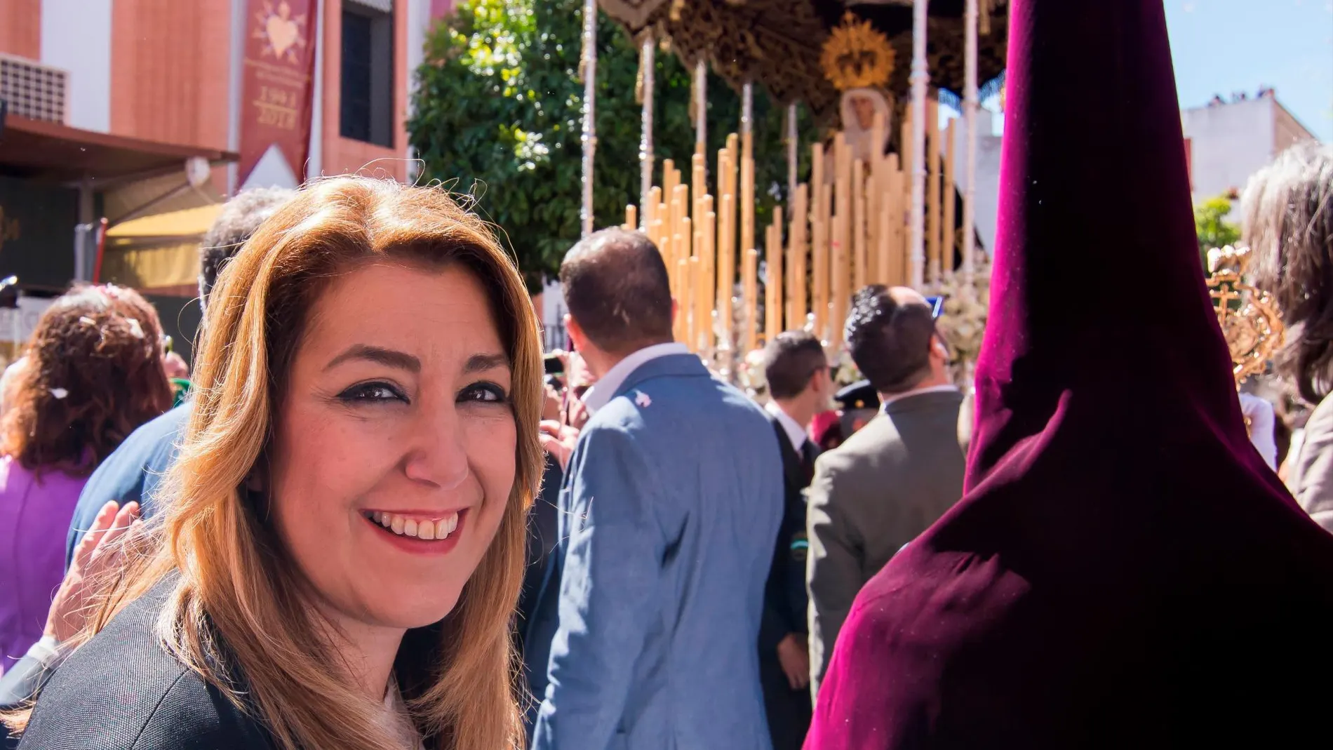 Susana Díaz, durante una procesión en Sevilla el Martes Santo de 2018.