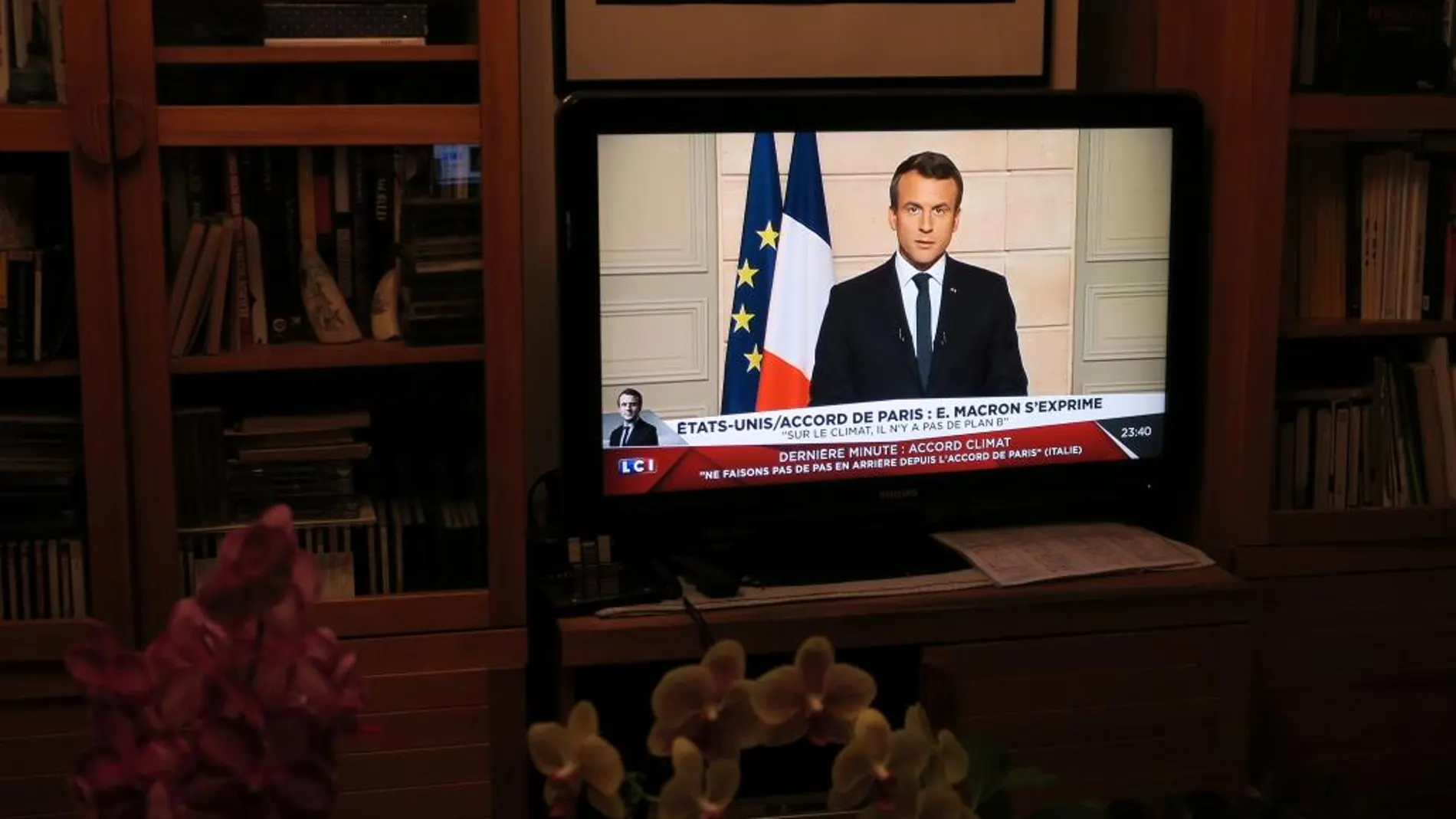 El presidente francés, Emmanuel Macron, reacciona a la decisión de Trump en una intervención desde el Elíseo