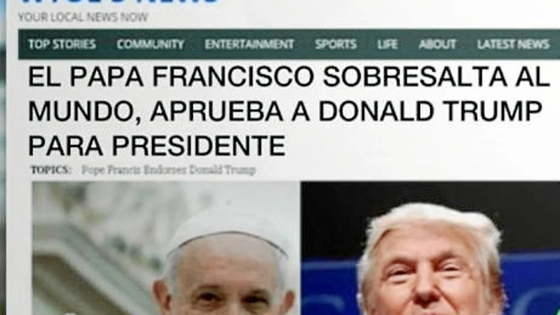 Una web publicó en 2016 un supuesto comunicado del Papa Francisco dando su apoyo al entonces candidato a la Presidencia de EE UU, Donald Trump.