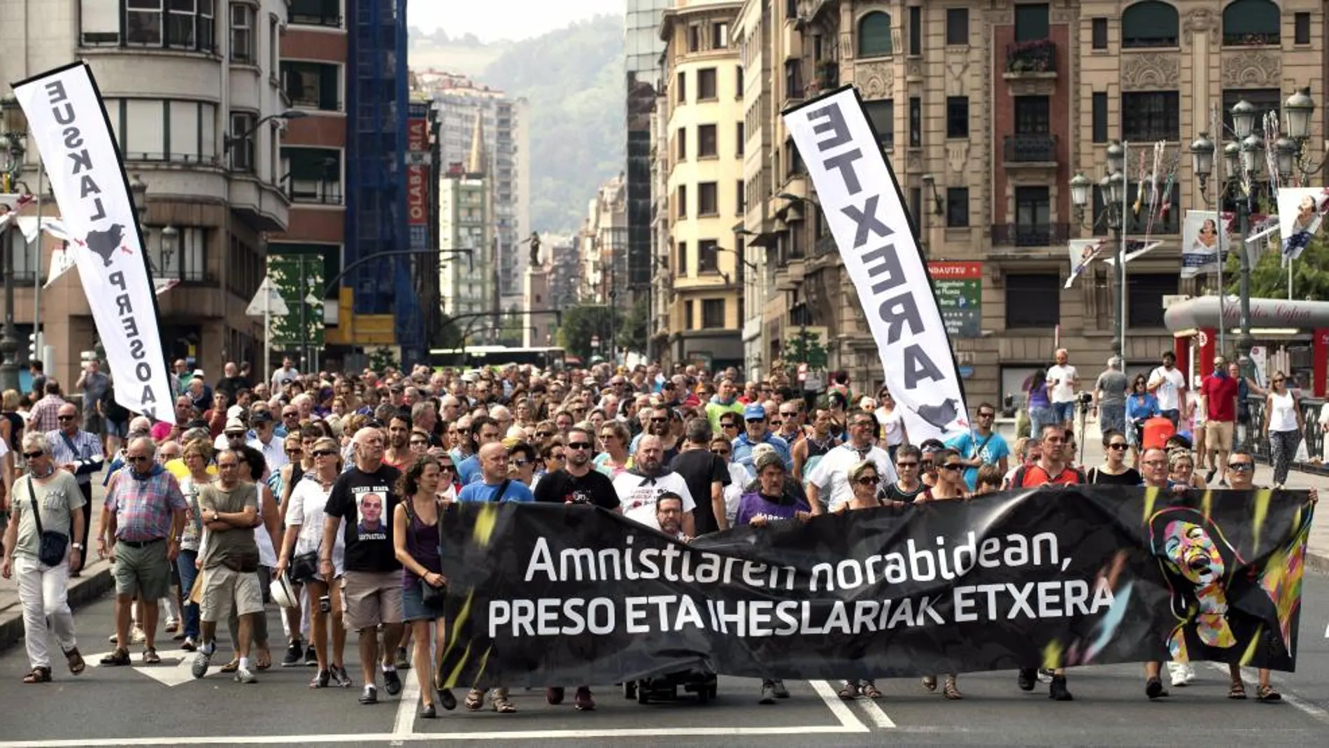 Cabecera de la manifestación en Bilbao