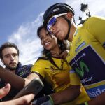 El ciclista colombiano del equipo Movistar, Nairo Quintana.