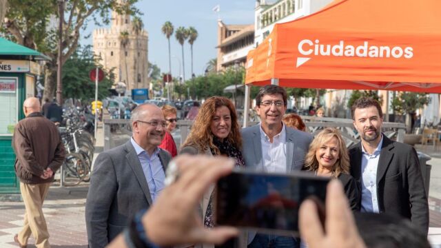 El candidato de Ciudadanos, Juan Marín, ayer en Sevilla / Foto: Efe