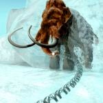 Un mamut lanudo en el hielo