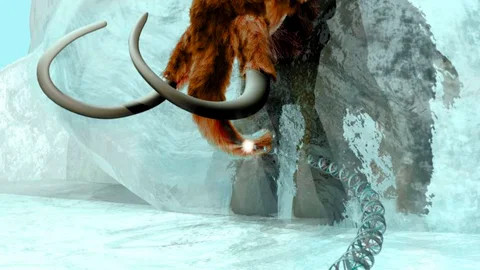 Un mamut lanudo en el hielo