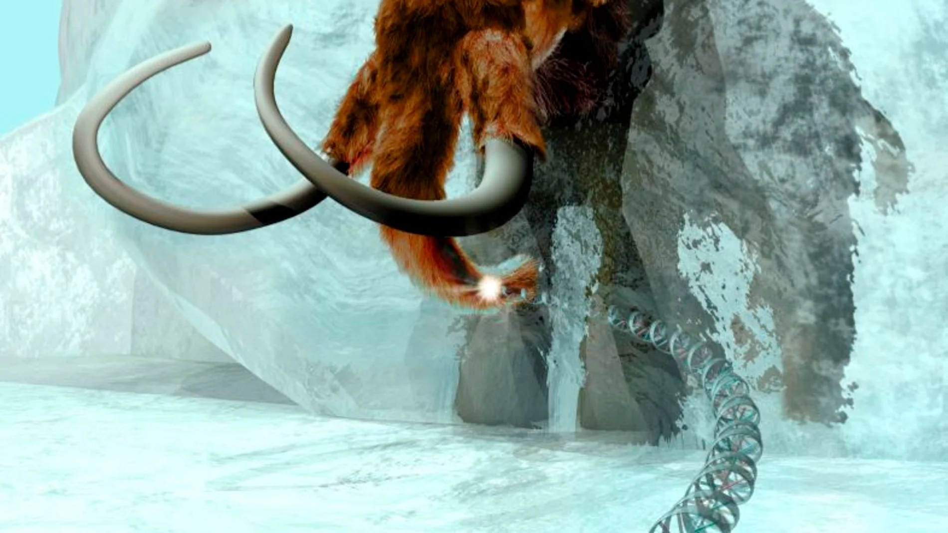 Un mamut lanudo en el hielo