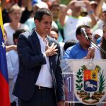 Juan Guaidó en la manifestación del sábado en Caracas