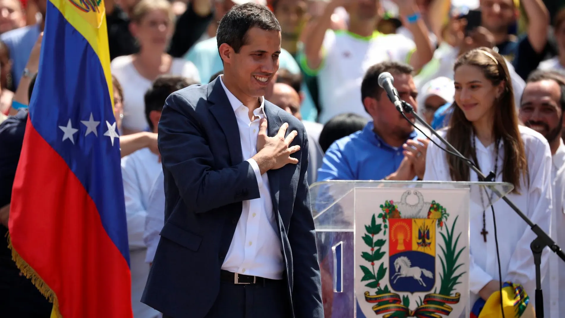 Juan Guaidó en la manifestación del sábado en Caracas
