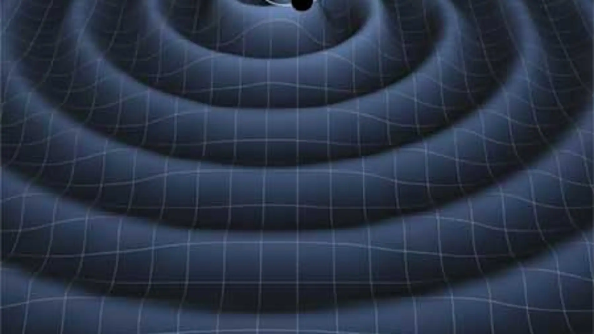 Impresión artística de las ondas gravitacionales de dos agujeros negros en órbita