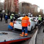 La Policía Nacional procede a retirar taxis del Paseo de la Castellana de Madrid