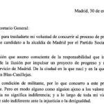 Pepu Hernández ha hecho pública la carta en una conocida red social