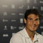 Rafael Nadal en la comparenecia de prensa del Open de Río