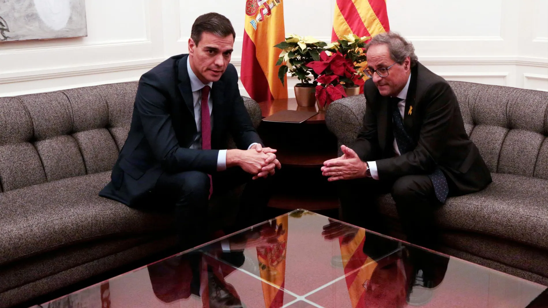 Pedro Sánchez y Quim Torra durante la reunión que mantuvieron el pasado diciembre