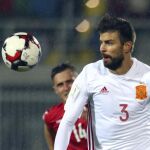 Gerard Pique durante el partido de la Selección nacional contra Albania