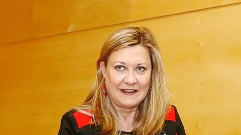 Pilar del Olmo, momentos antes de comparecer en las Cortes