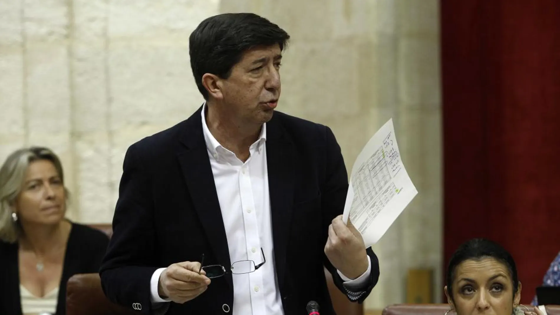 El líder andaluz de Ciudadanos, Juan Marín, ayer en el Parlamento