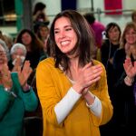 La portavoz de Podemos en el Congreso, Irene Montero, reaparece en la primera línea política con un acto con mujeres del partido. Efe
